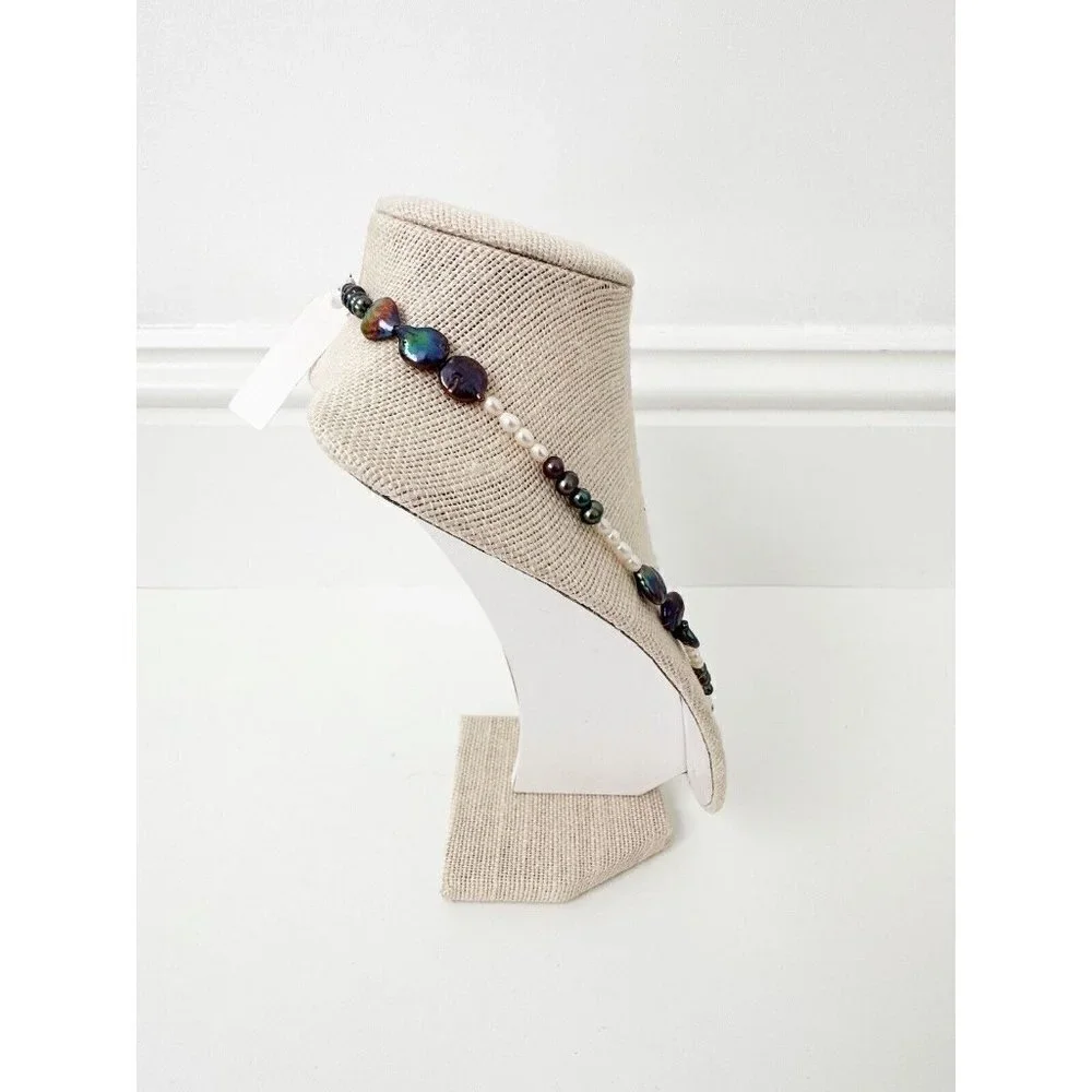 NWT Genuine Black & White Pearl Beaded Necklace - Picture 3 of 5